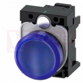 3SU1102-6AA50-3AA0 signálka 22 mm, kulatá, plast, modrá, čočka, hladká, pružinové svorky, AC/DC 24V