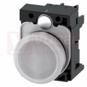 3SU1102-6AA60-1AA0 signálka 22 mm, kulatá, plast, bílá, čočka, hladká, šroubová svorka, AC/DC 24V