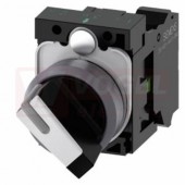 3SU1130-2BF60-3BA0 otočný spínač, prosvětlený, 22 mm, kulatý, kovový čelní kroužek, bílý, pružinové svorky, 1NO