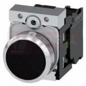 3SU1150-0AB10-1BA0 tlačítko, 22 mm, kulaté, kov, s vysokým leskem, černá barva, stiskací knoflík, s nízkým hmatníkem, 1 NO