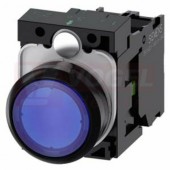 3SU1106-0AB50-1BA0 tlačítko, osvětlené, 22 mm, kulaté, plast, modrá, šroubová svorka, 1 NO, AC230V