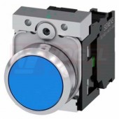 3SU1150-0AB50-1BA0 tlačítko, 22 mm, kulaté, kov, s vysokým leskem, modrá, stiskací knoflík, s nízkým hmatníkem, 1 NO