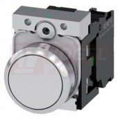 3SU1150-0AB60-1BA0 tlačítko, 22 mm, kulaté, kov, s vysokým leskem, bílá, stiskací knoflík, s nízkým hmatníkem, 1 NO