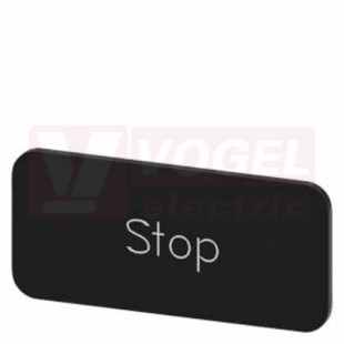 3SU1900-0AC16-0DS0 popisný štítek 12,5 x 27 mm, štítek černý, tvar obdélníku, popisek: STOP