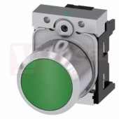 3SU1250-0EB40-0AA0 tlačítko, 22 mm, kulaté, kov, s vysokým leskem, zelené, stiskací knoflík