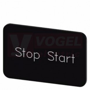 3SU1900-0AD16-0DC0 popisný štítek 17,5 x 27 mm, štítek černý, tvar obdélníku, popisek: STOP START