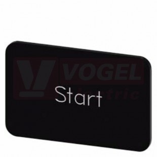 3SU1900-0AD16-0DT0 popisný štítek 17,5 x 27 mm, štítek černý, tvar obdélníku, popisek: START