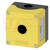 3SU1801-0AA00-0AA2 Prázdná plastová skříň 1-otvor, pro ovládací přístroje, 22 mm, kulatý, plast, žlutá barva,  85x85x64mm