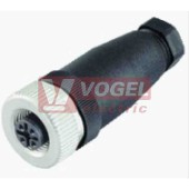 V1-G-BK konektor M12/4pin/zás/přímý plast.tělo A-kódování, šroubové připojení, pro montáž max. 0,75mm2, vývod sevření 4-6mm