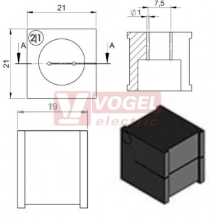 KT 2/1 průchodková vložka 2x pr.1mm, malá, černá (39944)