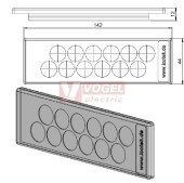 KEL-DP 24/12 A (plech tl. 1,5-2,5mm) membránová průchodka, šedá, IP64, vnější 142x44mm, výřez 112x36mm, vstup kabelů 12x max.15mm (43508)