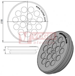 KEL-DP 40/17 A (plech tl. 1,5-2,5mm) kulatá membránová průchodka, šedá, IP65, vnější pr. 50mm, výřez pr.40mm, vstup kabelů 1x max.4mm/16x max.7,2mm (43538)