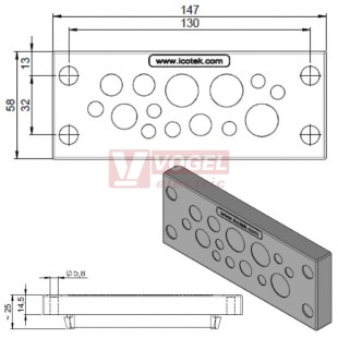 KEL-DPU 24/14 membránová průchodka šedá, IP68, vstupy kabelů  5x3,2-6,3mm, 2x4-7,5mm, 3x5,5-10,5mm, 1x8-12,5mm, 3x12-16,2mm (43944)