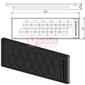 KEL-DP 24/12 A (plech tl. 1,5-2,5mm) membránová průchodka, černá, IP64, vnější 142x44mm, výřez 112x36mm, vstup kabelů 12x max.15mm (50508)