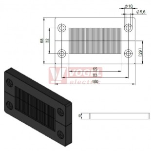 KEL-BES-S 10 dělená kartáčová kabelová průchodka, černá, výřez 36x65mm (51520) - skládá se ze dvou částí !