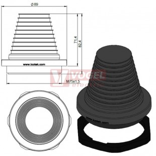 KEL-DPF 75/39-60 pyramidová průchodka s maticí, černá, IP68, vnější pr.89mm, výřez pr.M75x1,5mm, rozsah průměrů kabelů 39-60mm (50657)