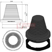 KEL-DPF 75/39-60 pyramidová průchodka s maticí, černá, IP68, vnější pr.89mm, výřez pr.M75x1,5mm, rozsah průměrů kabelů 39-60mm (50657)