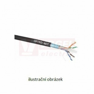 FTP kabel Cat.6  4x2x0,5 drát, C6 F/UTP PE, venkovní, černý, OPTRONET 7934018