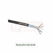 FTP kabel Cat.6  4x2x0,5 drát, C6 F/UTP PE, venkovní, černý, OPTRONET 7934018 (cívka 305 m)