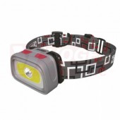 Svítilna čelová 3xAAA + 1xCR2032 CREE LED+COB LED (zelená, červená) (E1801) šedo-žlutá, svět.tok 330lm, max.dosvit 65m, doba svícení 18-72h, nárazuvzdornost, voděodolnost IP44, funkce rychlého vypnutí, háčky na helmu, ABS plast (P3531)