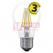 Žárovka LED E27 230VAC   8W klasik A60 A++, provedení FILAMENT, baňka čirá, teple bílá 2700K, 1060 lumen, nestmívatelná, živ. 25000h., náhrada za 75W, rozměr 60x110mm (EMOS-Z74270)