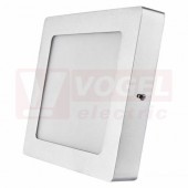 Svítidlo LED přisazené  12W 220-240V, čtvercové stříbrné, neutrální bílá, 1000lm, 4000K, IP20, úhel vyzařování 120°, tělo hliník, plast. difuzor mléčný, rozměr 170x170x40mm, náhrada za žárovku 70W (ZM6232)