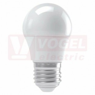 Žárovka LED E27 230VAC   4W mini globe A+, provedení CLASSIC, baňka mléčná, teplá bílá 2700K, 330 lumen, nestmívatelná, živ. 30000h., náhrada za 30W, rozměr 45x80mm (EMOS-ZQ1110)