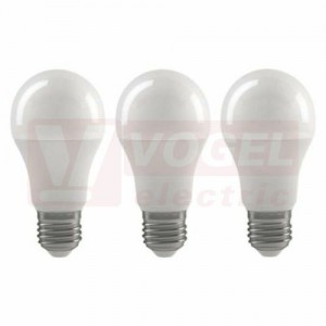 Žárovka LED E27 230VAC   9W balení 3 ks, klasik A60 A+, provedení CLASSIC, baňka mléčná, teplá bílá 2700K, 806 lumen, nestmívatelná, živ. 30000h., náhrada za 60W, rozměr 60x110mm