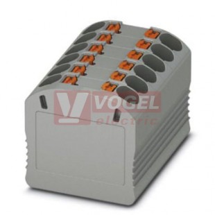 PTFIX 12X1,5 GY blok rozbočovací/distribuční, připojení PUSH-IN, 450V/17,5A, šedá, š=12,6mm, montáž pro osazení adaptérem nebo přírubou (3002758)