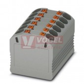 PTFIX 12X1,5 GY blok rozbočovací/distribuční, připojení PUSH-IN, 450V/17,5A, šedá, š=12,6mm, montáž pro osazení adaptérem nebo přírubou (3002758)