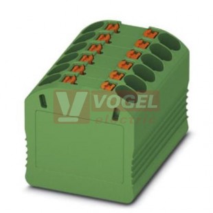 PTFIX 12X1,5-G GN blok rozbočovací/distribuční, připojení PUSH-IN, 450V/17,5A, zelená, š=14,7mm, montáž samolepící (3002884)