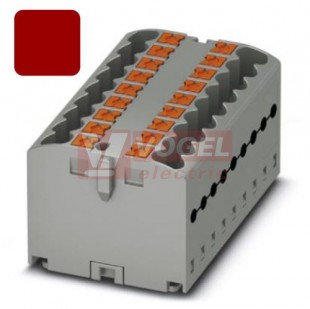 PTFIX 12X2,5-G RD blok rozbočovací/distribuční, připojení PUSH-IN, 500V/24A, rudá, š=15,6mm, montáž lepením (3273420)