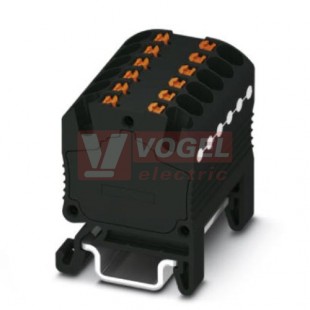 PTFIX 12X1,5-NS15A BK blok rozbočovací/distribuční, připojení PUSH-IN, 450V/17,5A, černá, š=12,6mm, montáž na DIN lištu TS15 (3002968)