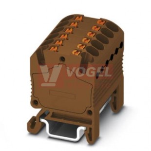 PTFIX 12X1,5-NS15A BN blok rozbočovací/distribuční, připojení PUSH-IN, 450V/17,5A, hnědá, š=12,6mm, montáž na DIN lištu TS15 (3002971)