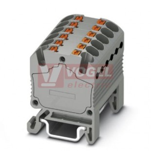PTFIX 12X1,5-NS15A GY blok rozbočovací/distribuční, připojení PUSH-IN, 450V/17,5A, šedá, š=12,6mm, montáž na DIN lištu TS15 (3002914)