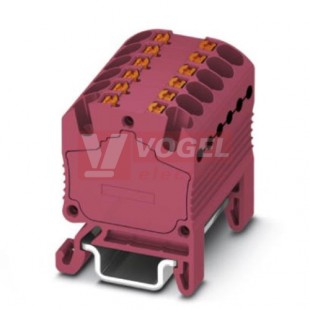 PTFIX 12X1,5-NS15A PK blok rozbočovací/distribuční, připojení PUSH-IN, 450V/17,5A, růžová, š=12,6mm, montáž na DIN lištu TS15 (3002977)