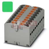 PTFIX 12X2,5 GN blok rozbočovací/distribuční, připojení PUSH-IN, 500V/24A, zelená, š=25,2mm, s napájením, montáž osadit adaptéry nebo přírubami (3273294)