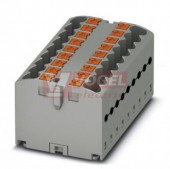 PTFIX 12X2,5 GY blok rozbočovací/distribuční, připojení PUSH-IN, 500V/24A, šedá, š=25,2mm, s napájením, montáž osadit adaptéry nebo přírubami (3273286)
