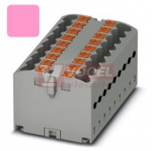 PTFIX 12X2,5 PK blok rozbočovací/distribuční, připojení PUSH-IN, 500V/24A, růžová, š=25,2mm, s napájením, montáž osadit adaptéry nebo přírubami (3273303)