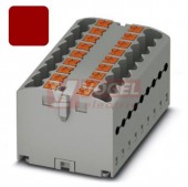 PTFIX 12X2,5 RD blok rozbočovací/distribuční, připojení PUSH-IN, 500V/24A, rudá, š=25,2mm, s napájením, montáž osadit adaptéry nebo přírubami (3273290)
