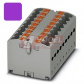 PTFIX 12X2,5 VT blok rozbočovací/distribuční, připojení PUSH-IN, 500V/24A, fialová, š=25,2mm, s napájením, montáž osadit adaptéry nebo přírubami (3273302)