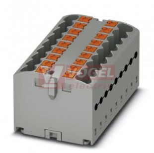 PTFIX 12X2,5-G GY blok rozbočovací/distribuční, připojení PUSH-IN, 500V/24A, šedá, š=15,6mm, montáž lepením (3273416)