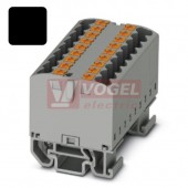 PTFIX 12X2,5-NS15A BK blok rozbočovací/distribuční, připojení PUSH-IN, 500V/24A, černá, š=15,6mm, podélná montáž na DIN lištu TS15 (3274136)