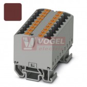 PTFIX 12X2,5-NS15A BN blok rozbočovací/distribuční, připojení PUSH-IN, 500V/24A, hnědá, š=15,6mm, podélná montáž na DIN lištu TS15 (3274132)