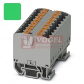 PTFIX 12X2,5-NS15A GN blok rozbočovací/distribuční, připojení PUSH-IN, 500V/24A, zelená, š=15,6mm, podélná montáž na DIN lištu TS15 (3274130)
