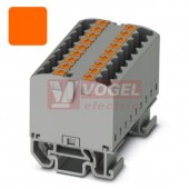 PTFIX 12X2,5-NS15A OG blok rozbočovací/distribuční, připojení PUSH-IN, 500V/24A, oranžová, š=15,6mm, podélná montáž na DIN lištu TS15 (3274140)