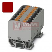 PTFIX 12X2,5-NS15A RD blok rozbočovací/distribuční, připojení PUSH-IN, 500V/24A, rudá, š=15,6mm, podélná montáž na DIN lištu TS15 (3274126)