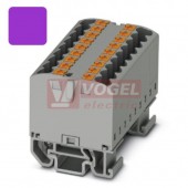 PTFIX 12X2,5-NS15A VT blok rozbočovací/distribuční, připojení PUSH-IN, 500V/24A, fialová, š=15,6mm, podélná montáž na DIN lištu TS15 (3274138)