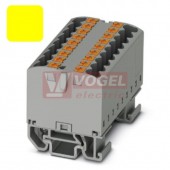 PTFIX 12X2,5-NS15A YE blok rozbočovací/distribuční, připojení PUSH-IN, 500V/24A, žlutá, š=15,6mm, podélná montáž na DIN lištu TS15 (3274128)