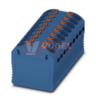 PTFIX 18X1,5 BU blok rozbočovací/distribuční, připojení PUSH-IN, 450V/17,5A, modrá, š=12,6mm, montáž pro osazení adaptérem nebo přírubou (3002764)